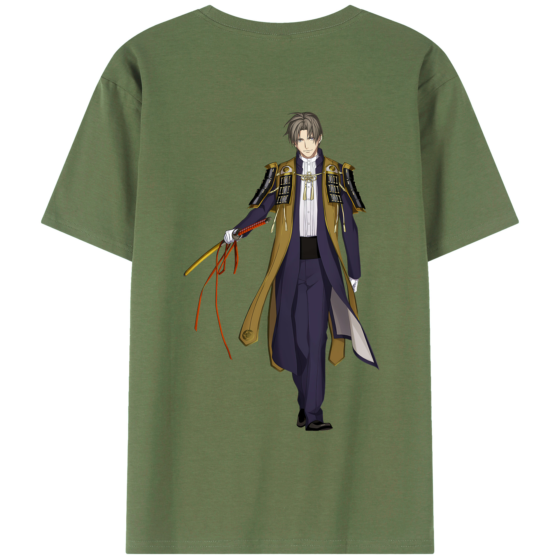 （画像用） 刀剣乱舞 Touken Ranbu 綿100％ メンズ半袖Tシャツ（バックプリント） 通気性